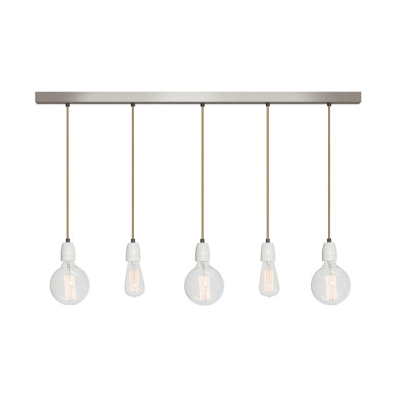 No.12 Hanglamp balk 5 lichts RVS