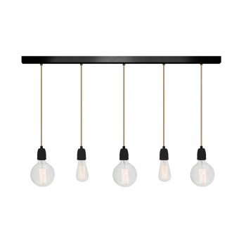 No.12 Hanglamp balk 5 lichts ZWART