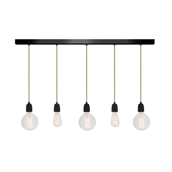 No.12 Hanglamp balk 5 lichts ZWART