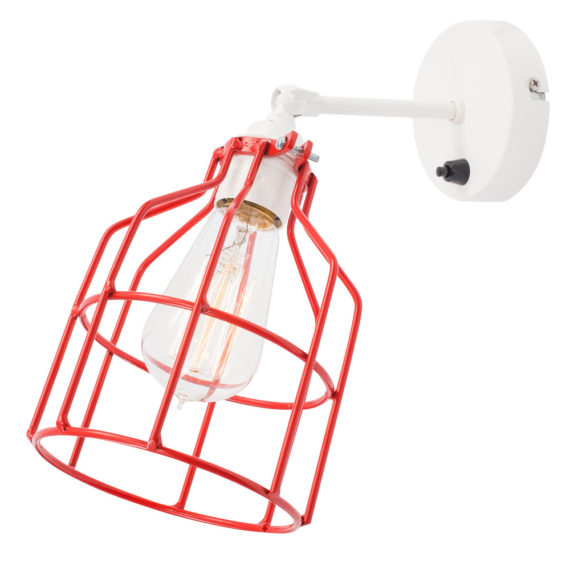 No.15 Wandlamp wit met rode kooi