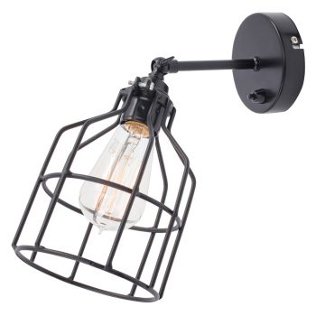No.15 Wandlamp zwart met zwarte kooi