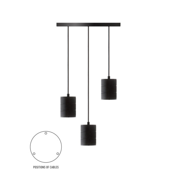 Pendel 3 lichts 200cm zwart/zwart E40 965250