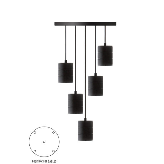 Pendel 5 lichts 200cm zwart/zwart E40 965252